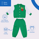 Patchwork Green Fleece Heart Jacket Set