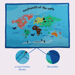 4 Layer Cotton Reversible Muslin Continents Blanket