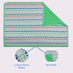 4 Layer Cotton Reversible Muslin Hearts Blanket