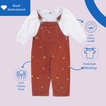 Rust Autumn Blossom Embroidered Dungaree Set