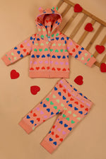 Bunny Ears Cotton Fleece Hoodie Hearts Set!
