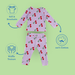 Waffle Purple Cherry Pajama Set