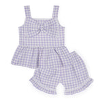 Girls Purple Bow Lace Detail Co-ord Set