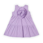 Girls Purple Flower Motif Cotton Dress