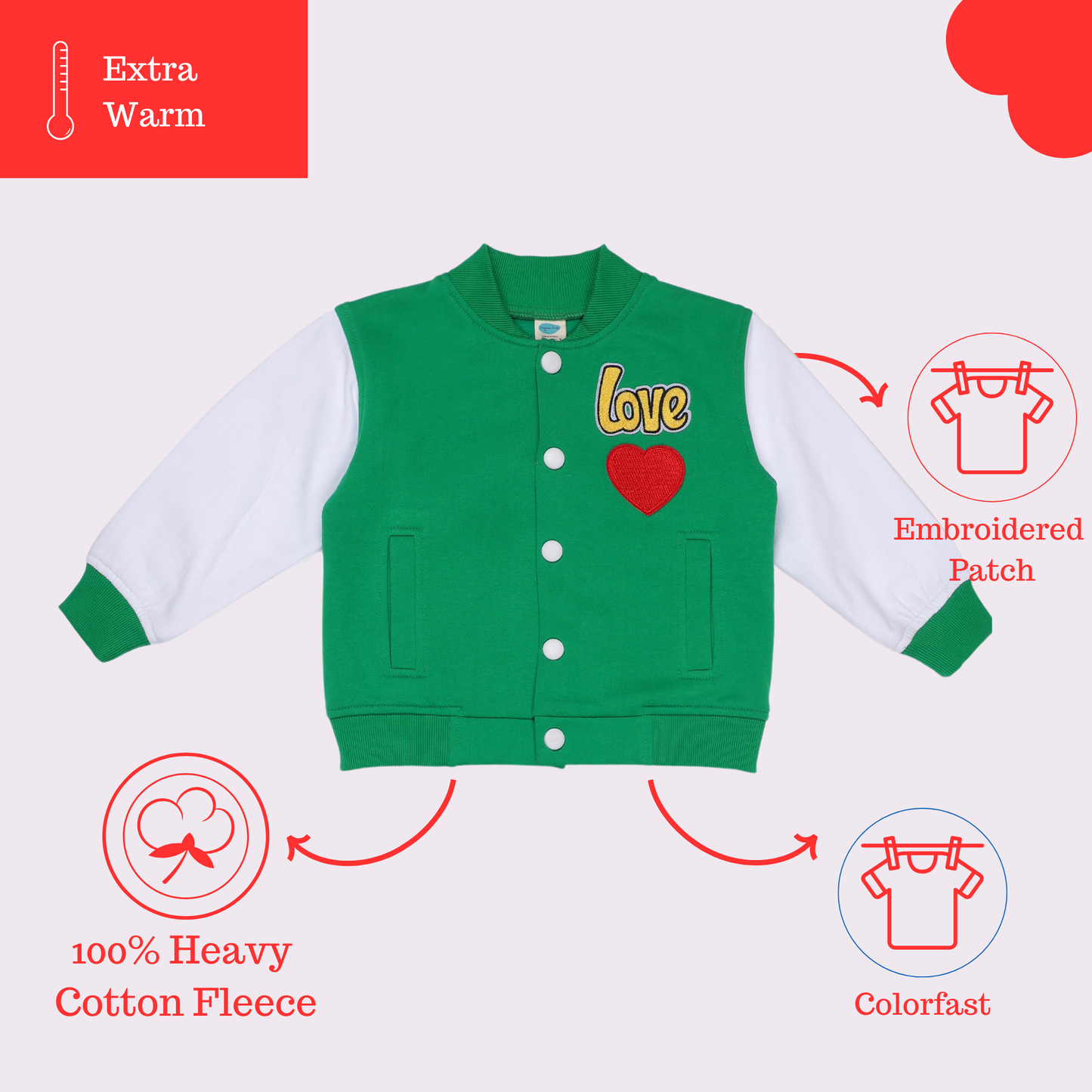 Patchwork Green Fleece Heart Jacket