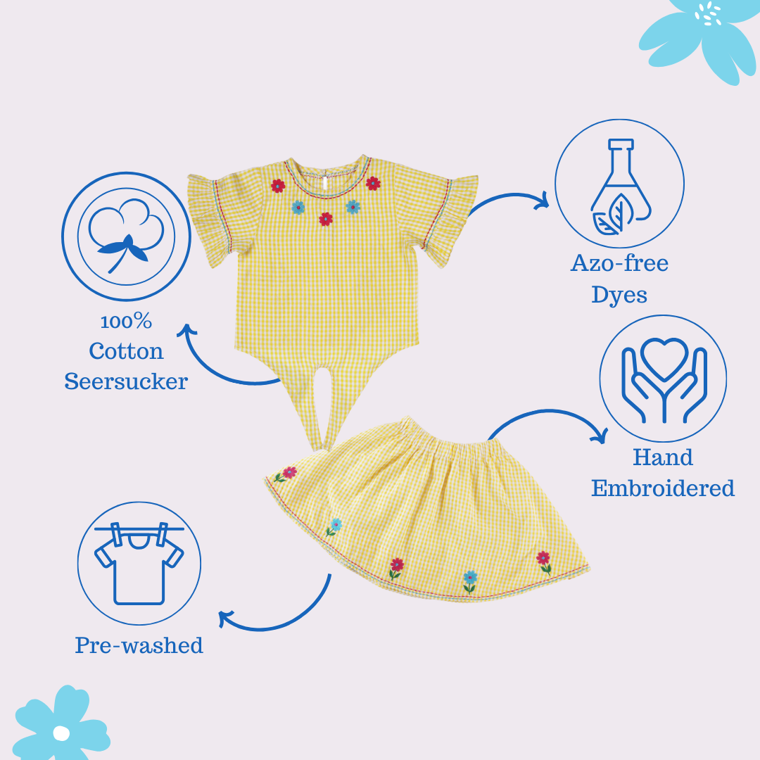 Seersucker Yellow Skirt Co-ord Set