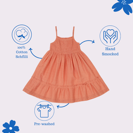 Schfili Orange Tiered Dress