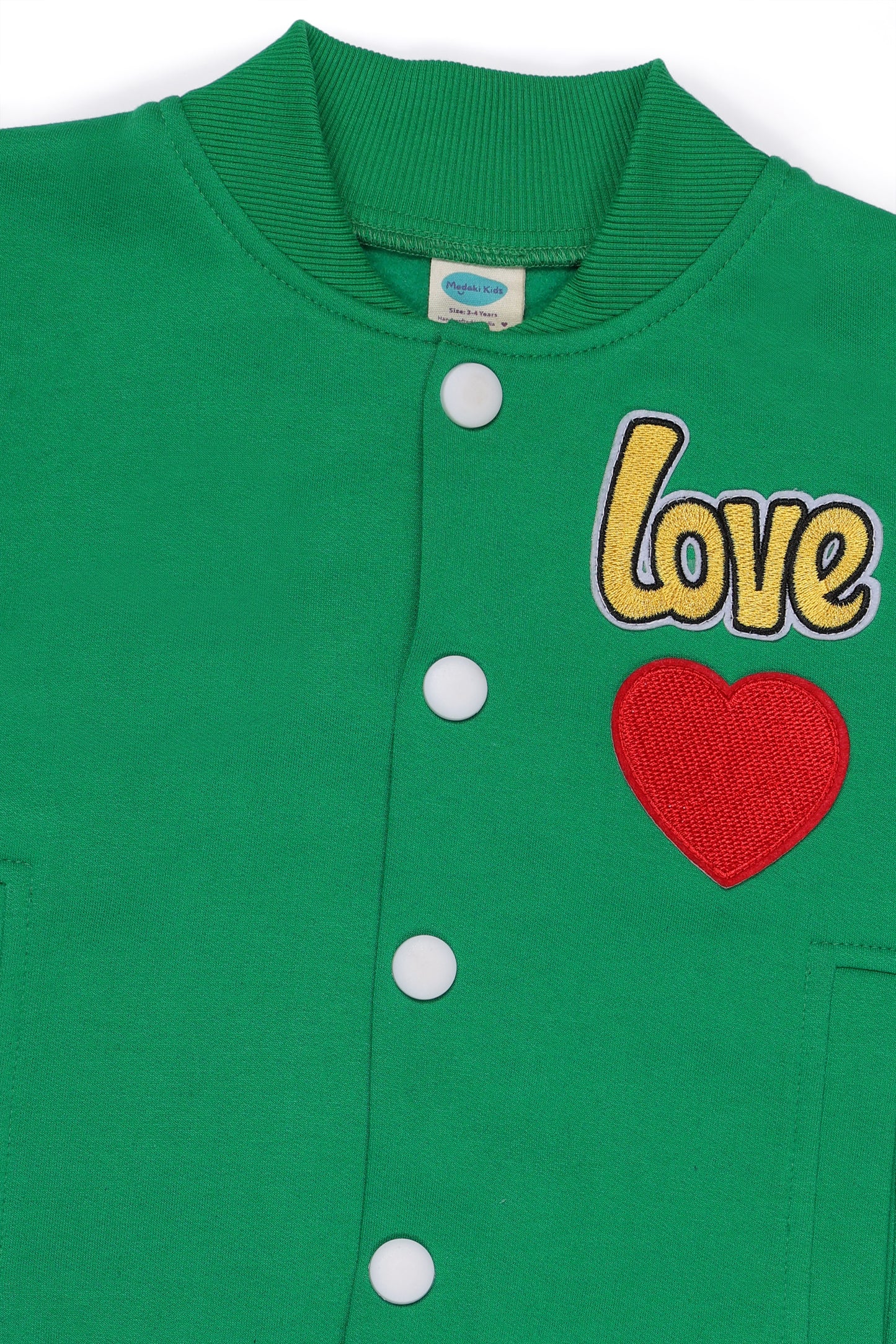 Patchwork Green Fleece Heart Jacket