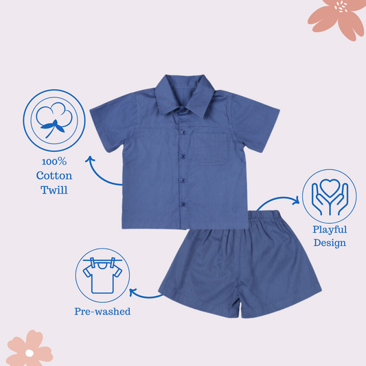 Boys Blue Safari Cotton Co-ord Set