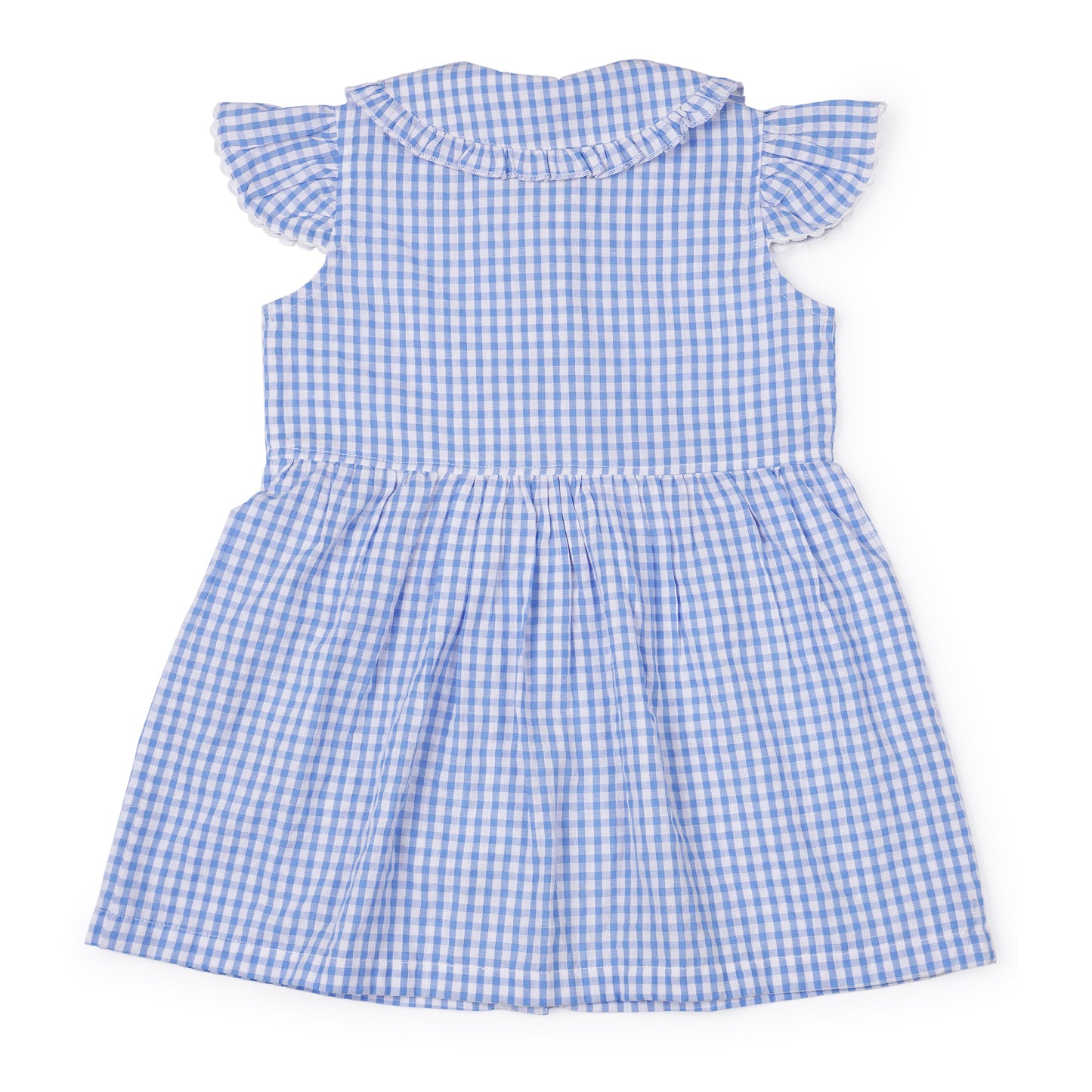 Girls Seersucker Blue Check Dress