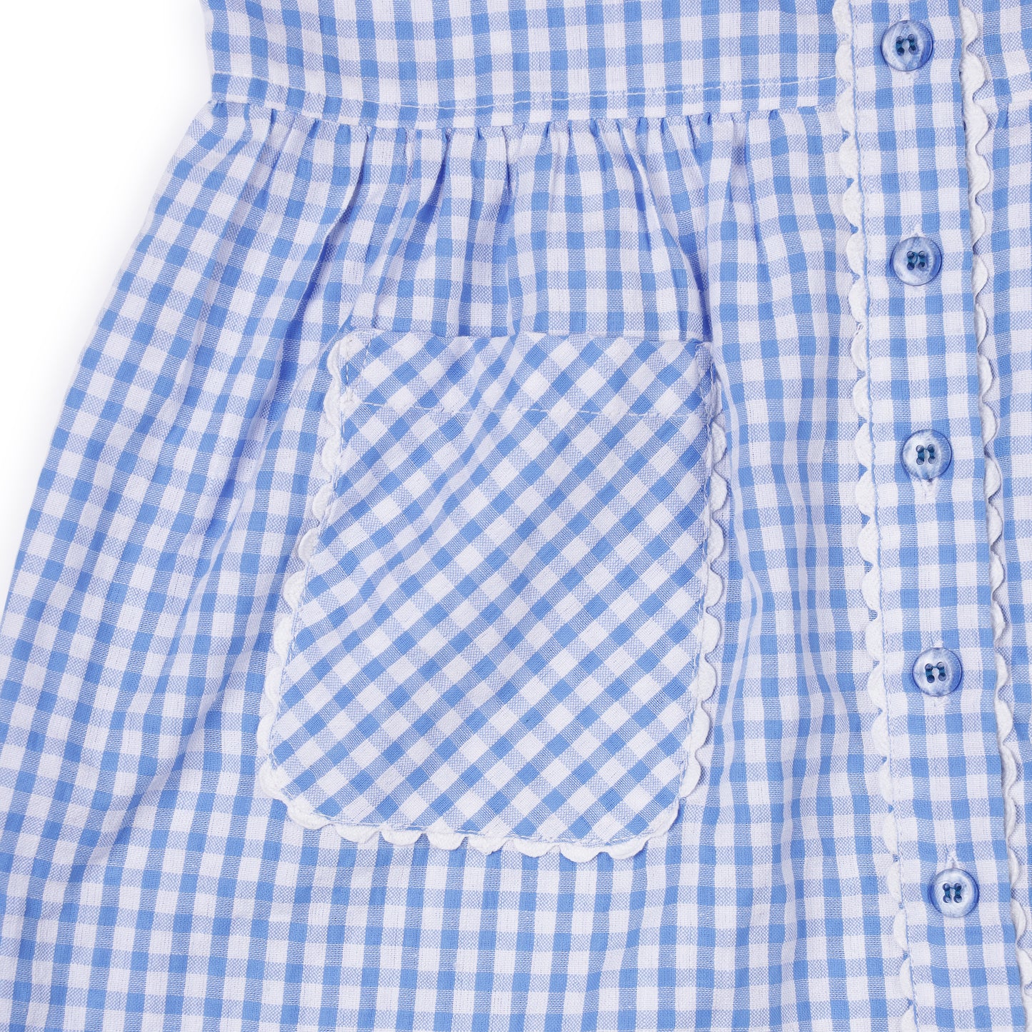 Girls Seersucker Blue Check Dress