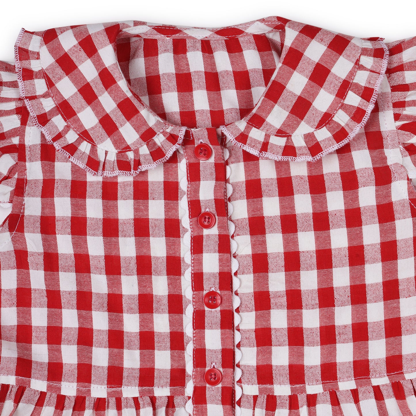 Girls Seersucker Red Check Dress