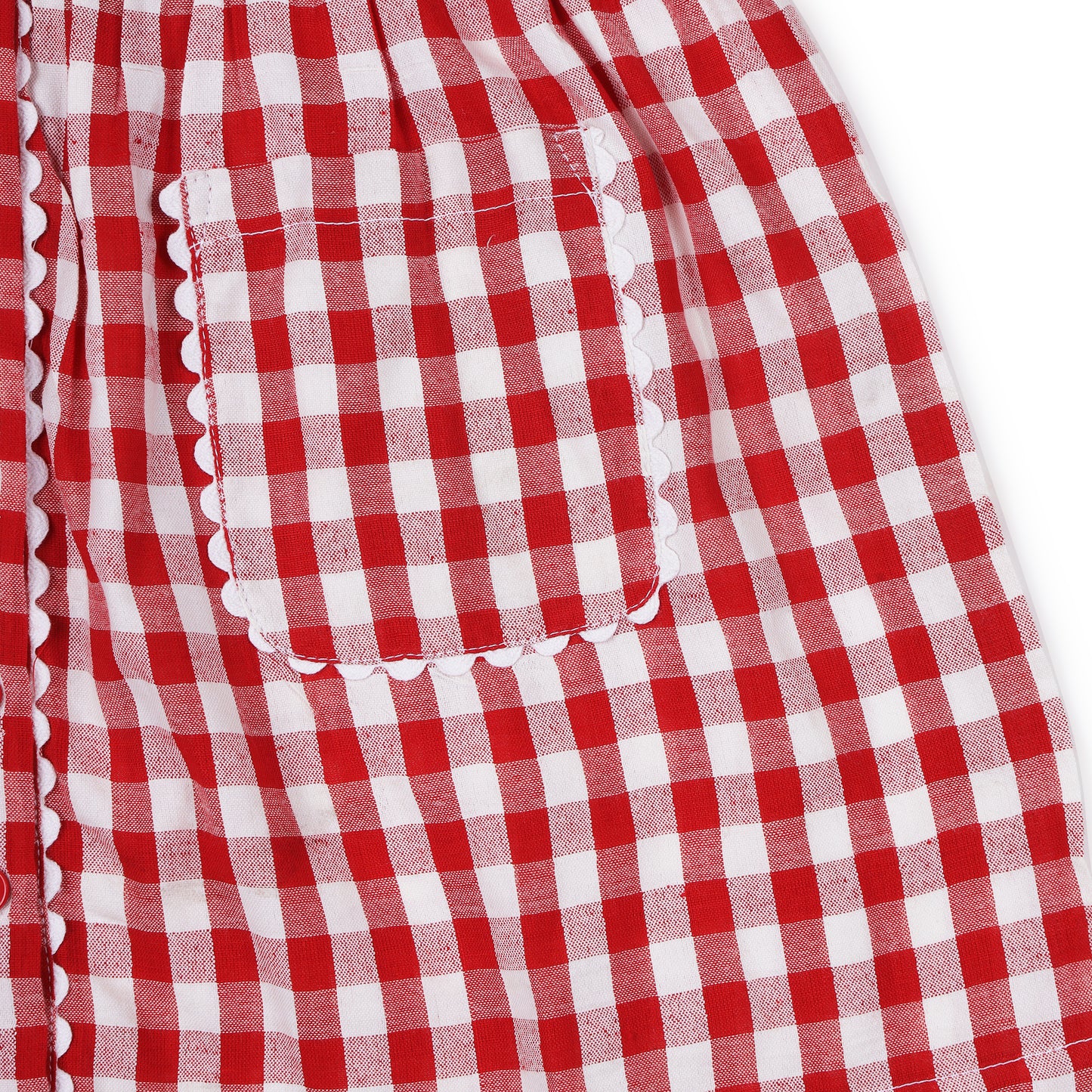 Girls Seersucker Red Check Dress