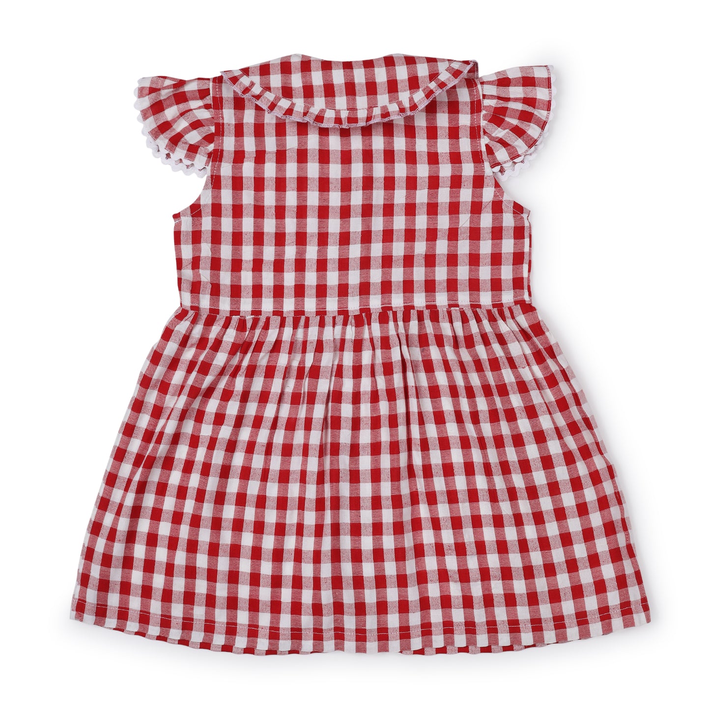 Girls Seersucker Red Check Dress