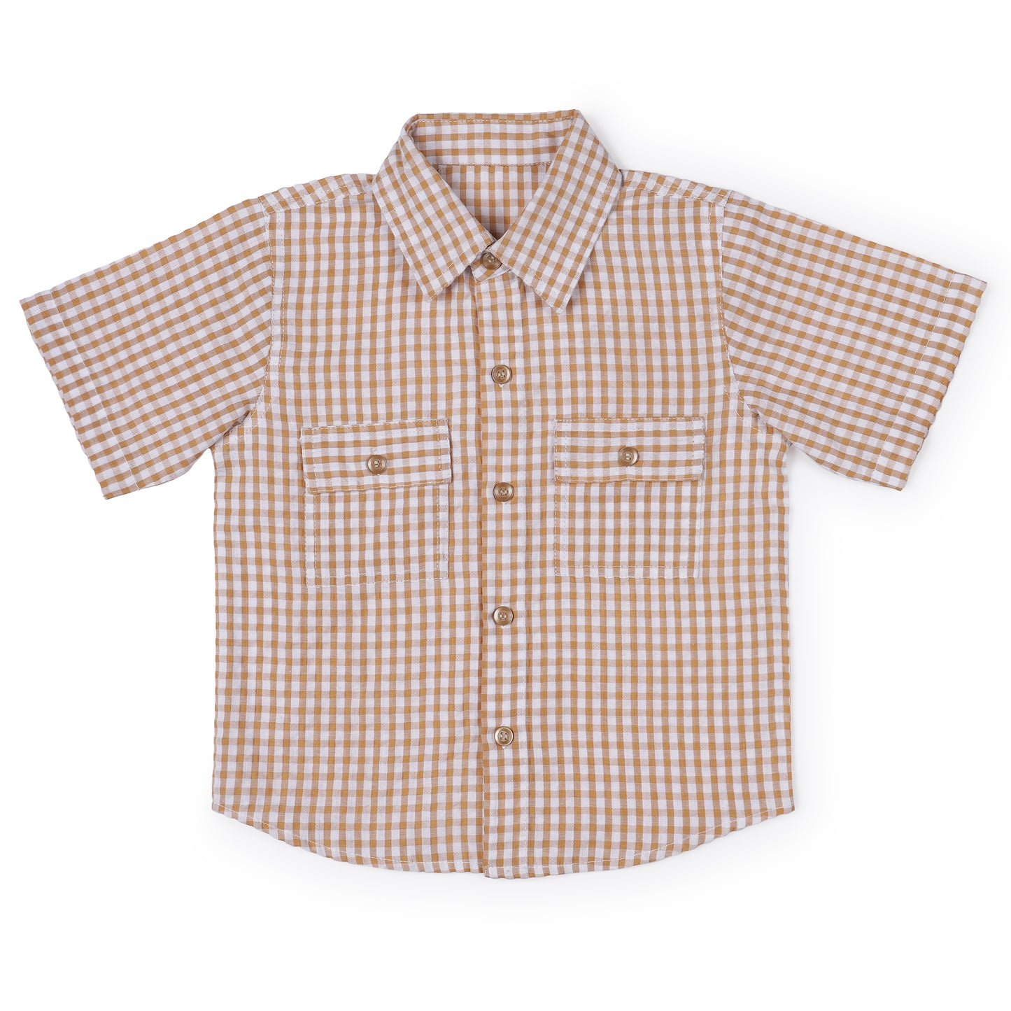 Seersucker Boys Brown Gingham Check Co-ord Set