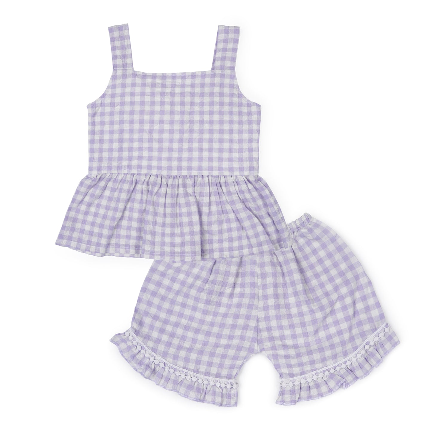 Girls Blue Bow Lace Detail Co-ord Set