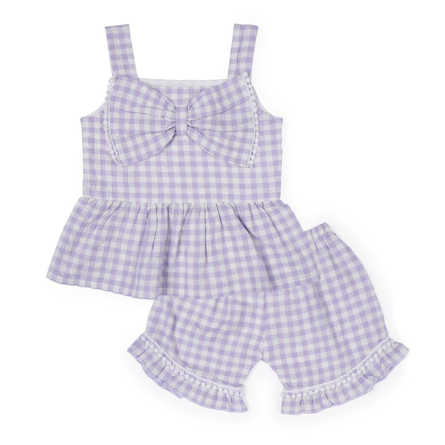 Girls Blue Bow Lace Detail Co-ord Set