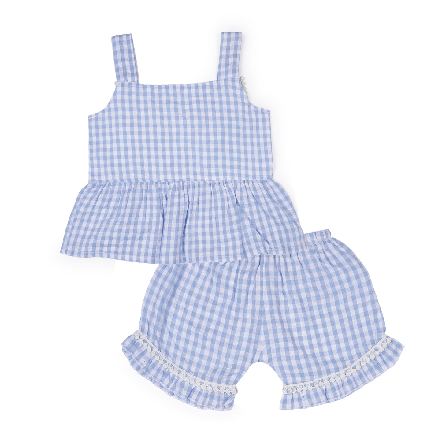 Girls Blue Bow Lace Detail Co-ord Set