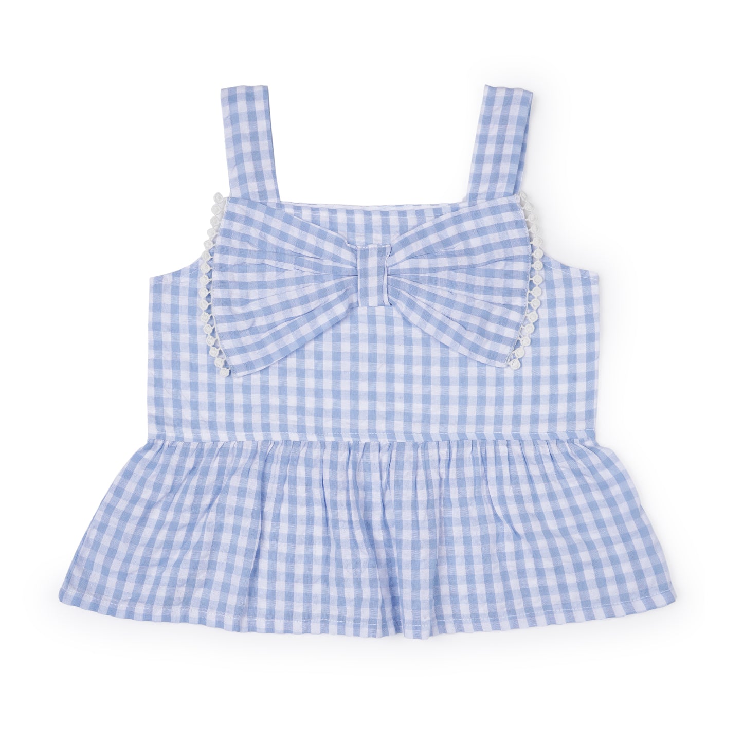 Girls Blue Bow Lace Detail Co-ord Set