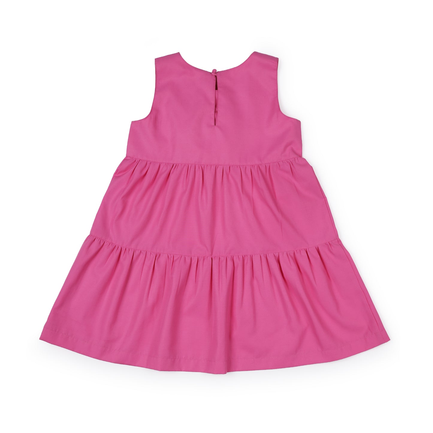 Girls Pink Flower Motif Cotton Dress