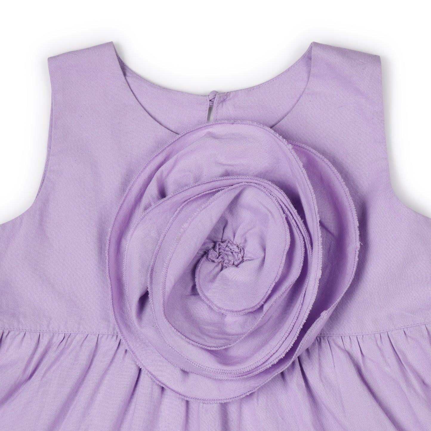 Girls Purple Flower Motif Cotton Dress