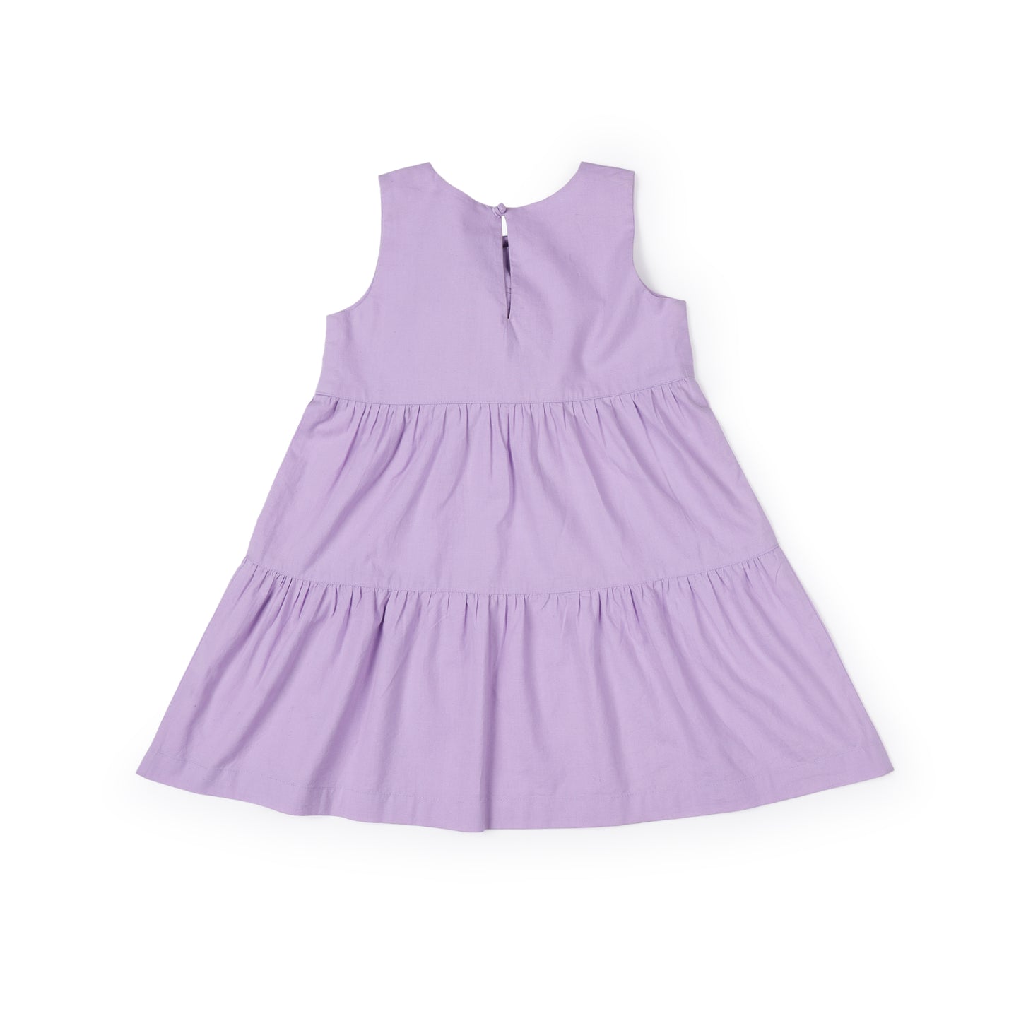 Girls Purple Flower Motif Cotton Dress