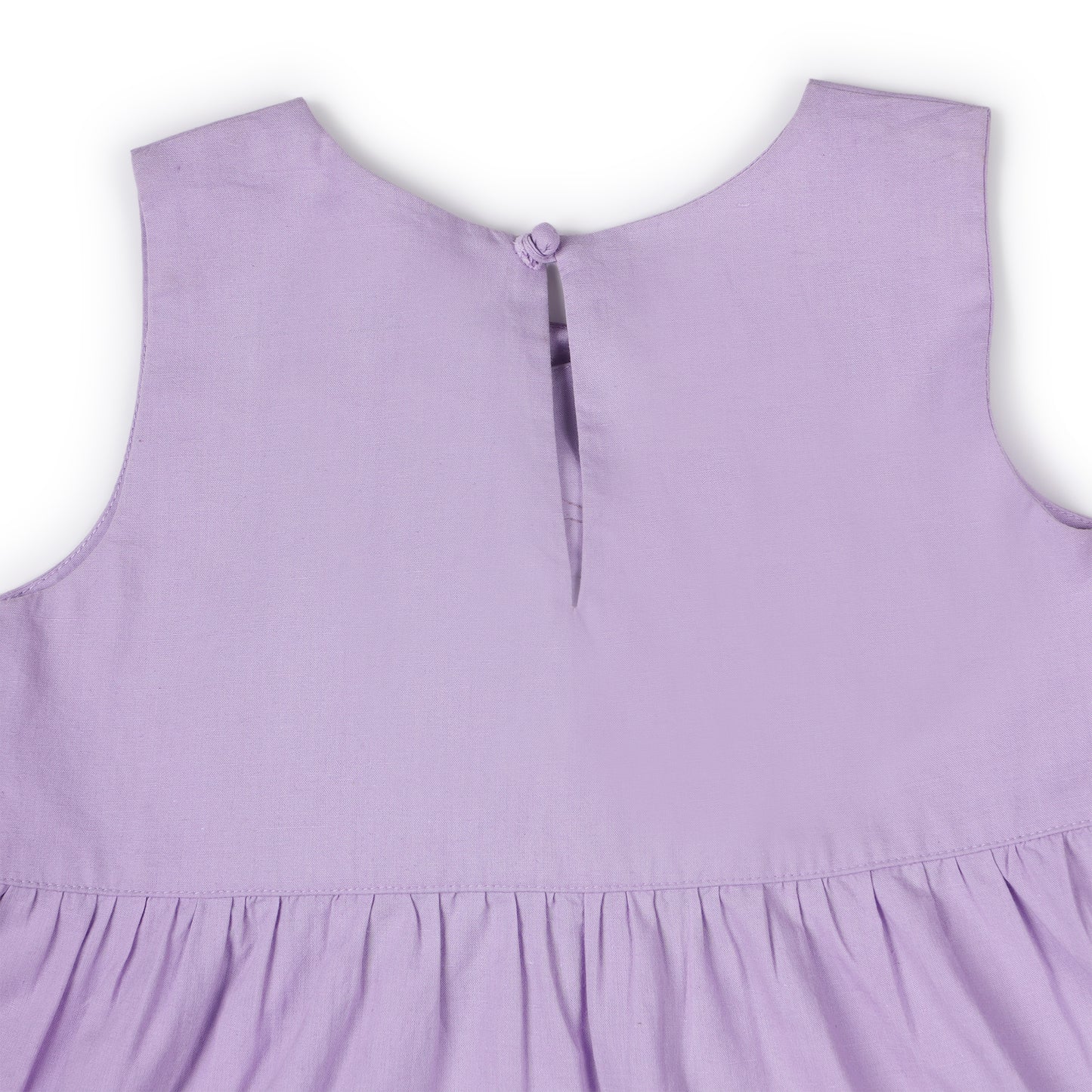 Girls Purple Flower Motif Cotton Dress