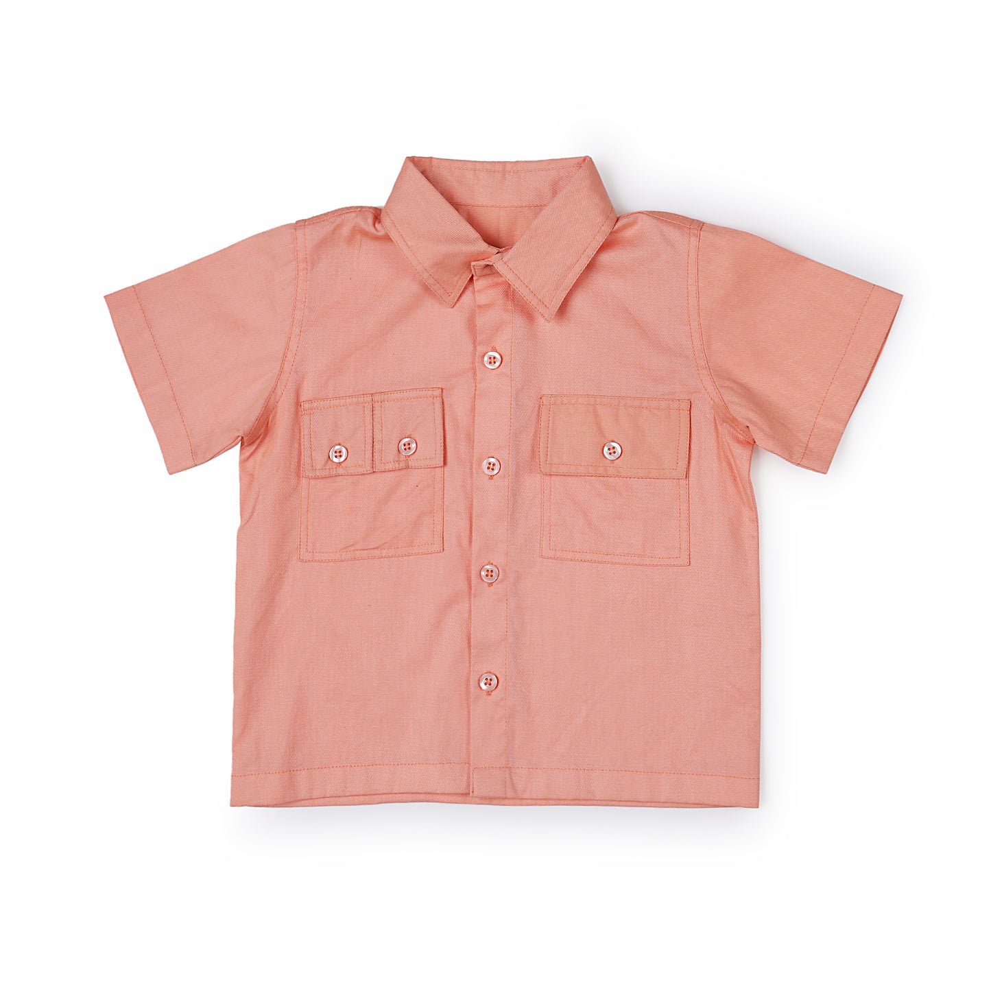 Cotton Twill Korean Style Peach Boys Co-ord Set