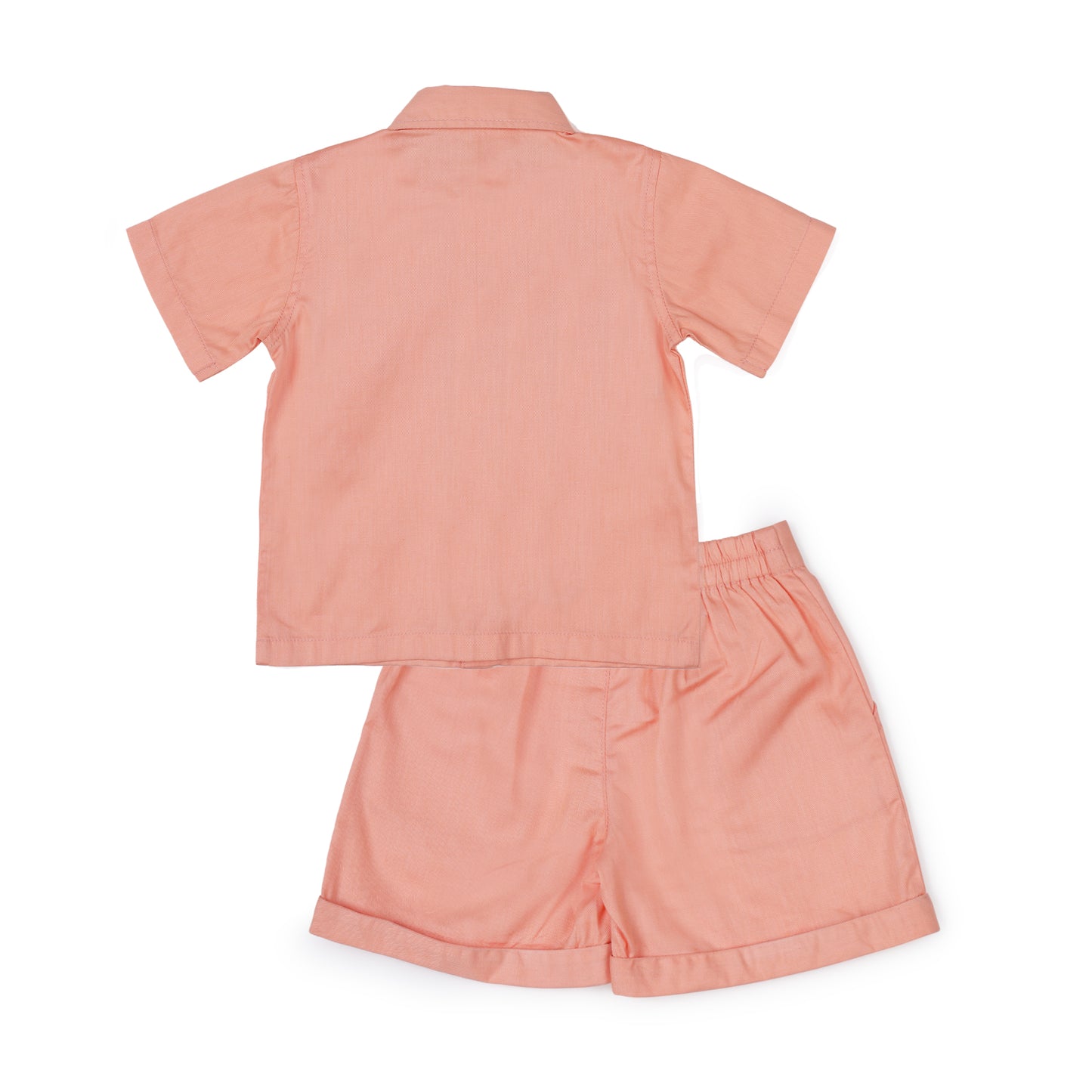 Cotton Twill Korean Style Peach Boys Co-ord Set