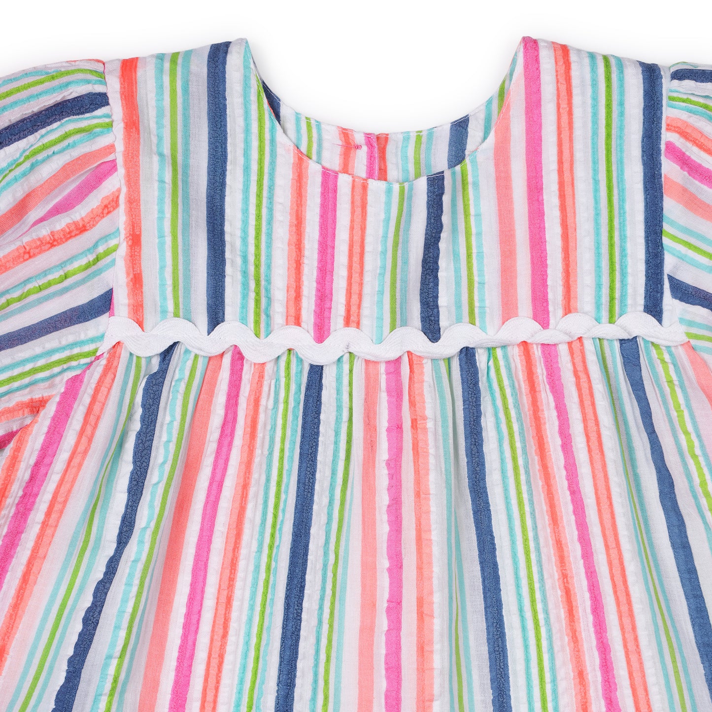 Girls Rickrack Multi-stripe Seersucker Dress