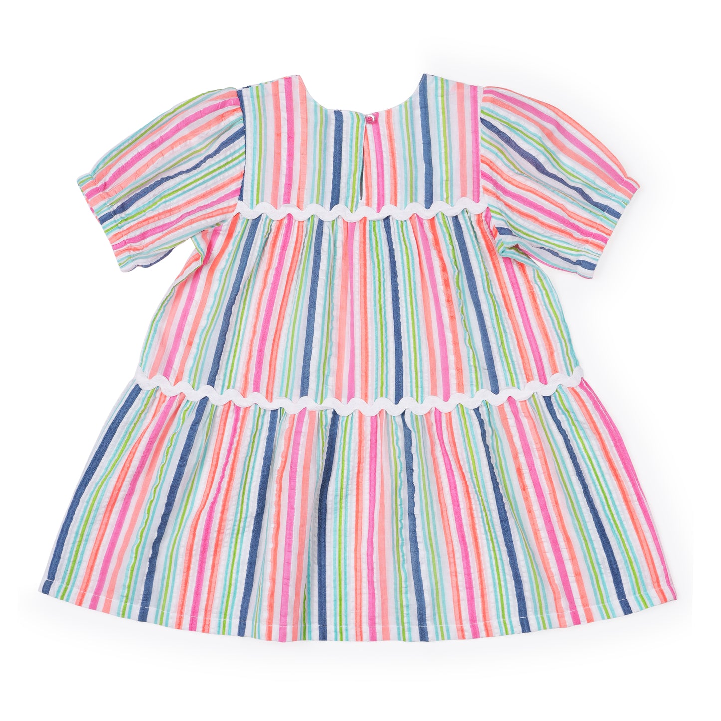 Girls Rickrack Multi-stripe Seersucker Dress