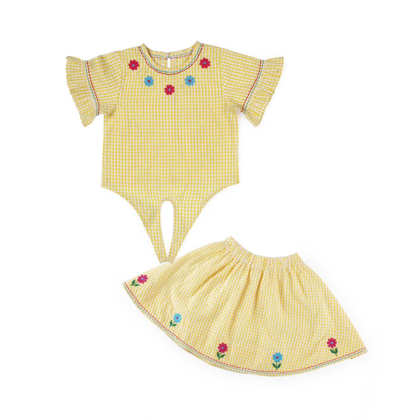 Seersucker Yellow Skirt Co-ord Set