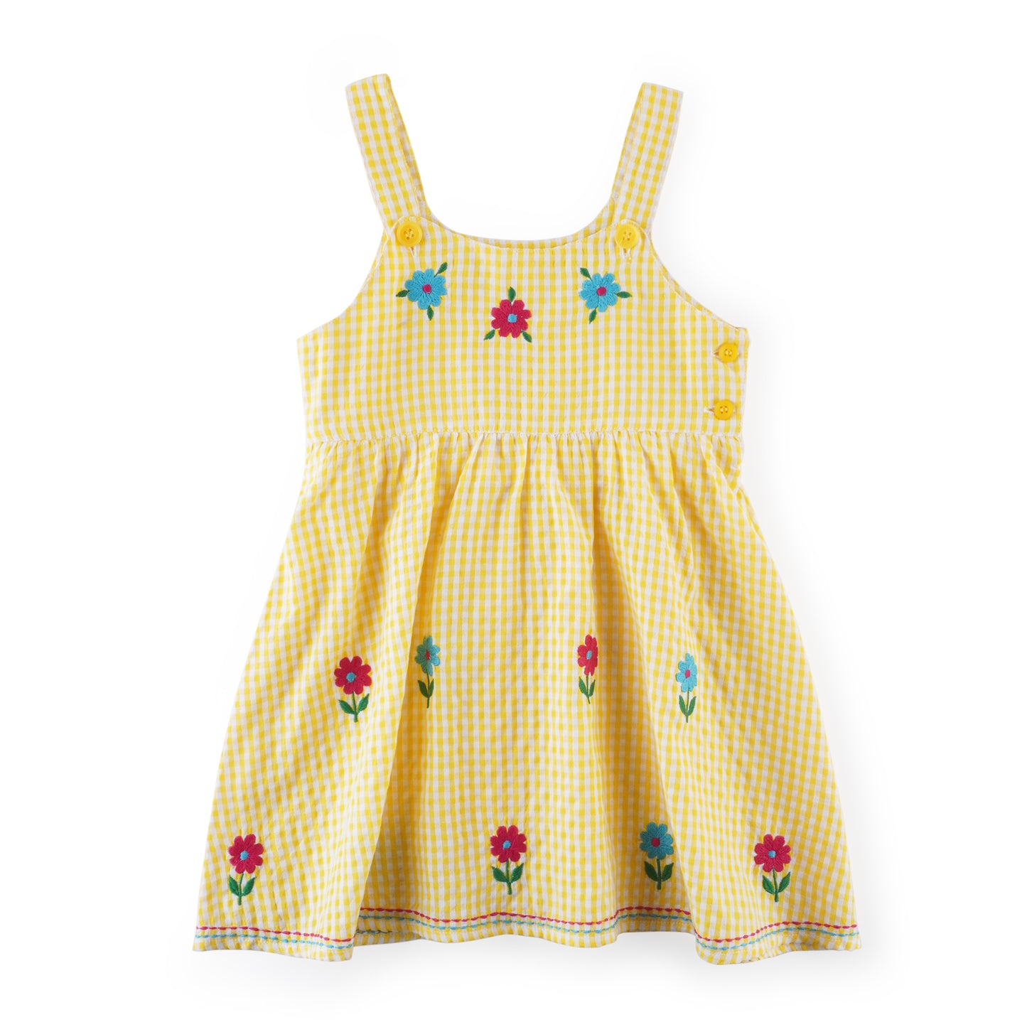 Seersucker Yellow Hand Embroidered Sunshine Dress