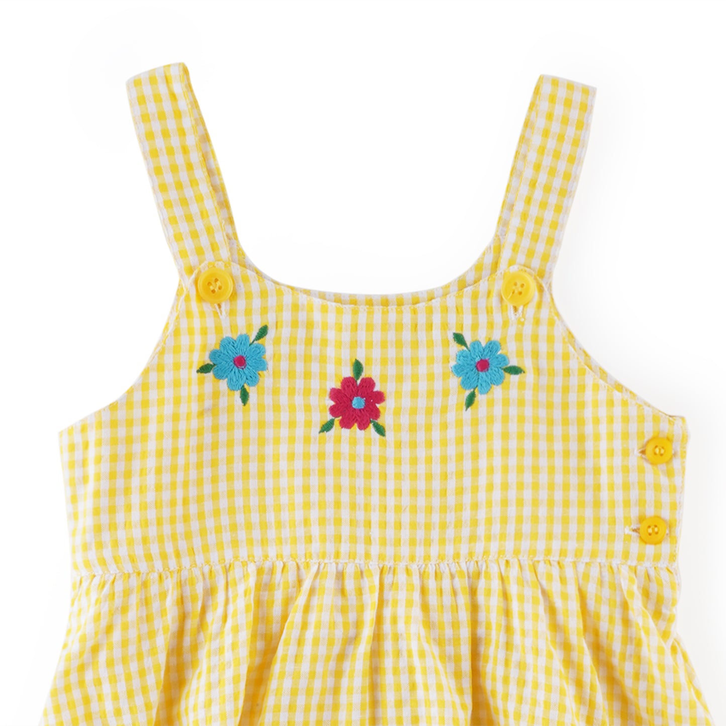 Seersucker Yellow Hand Embroidered Sunshine Dress