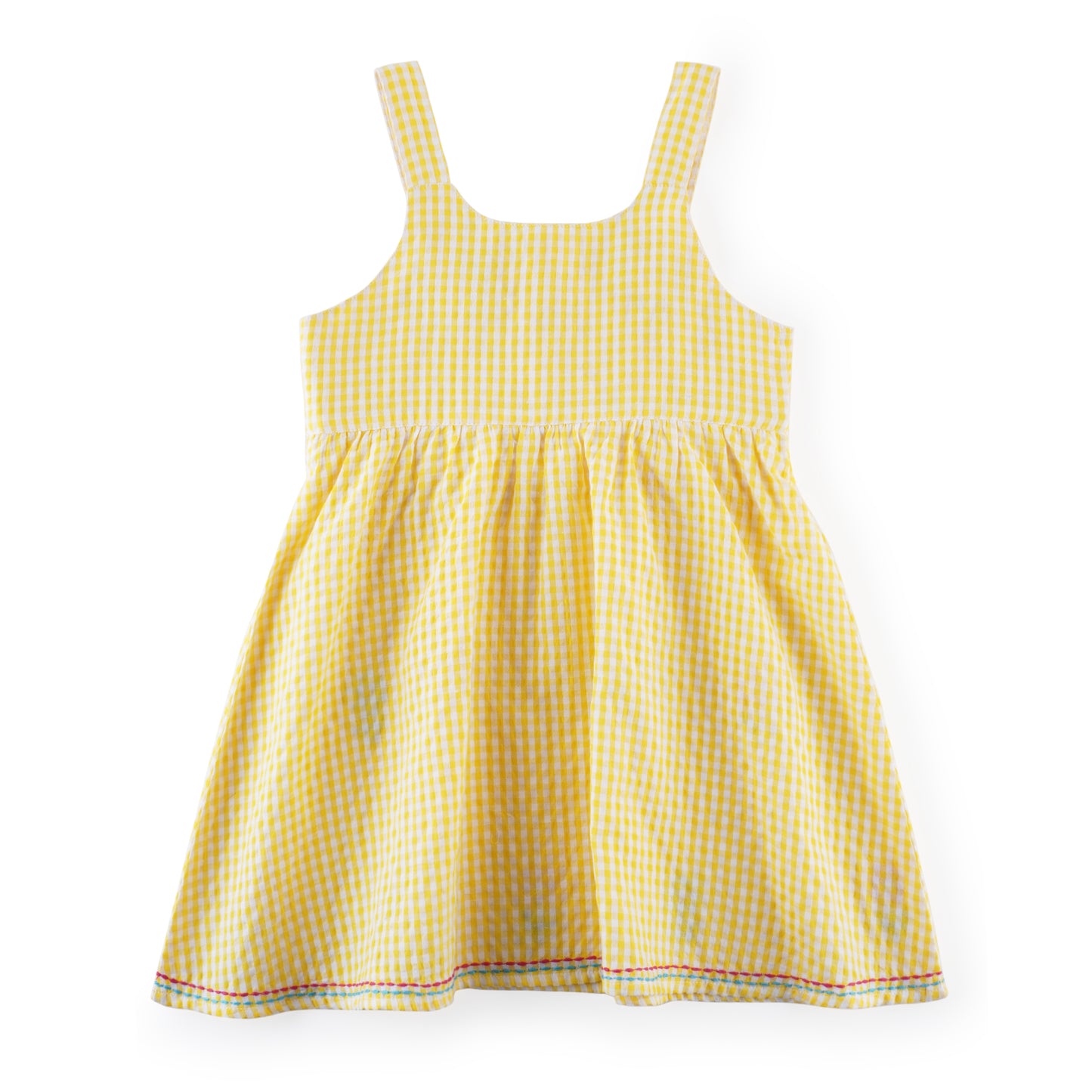 Seersucker Yellow Hand Embroidered Sunshine Dress